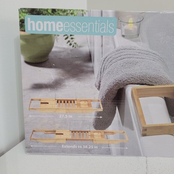New Home Essentials Extendable Bamboo Bath Bathtub Tray Table Book Tablet Stand - Picture 2 of 8